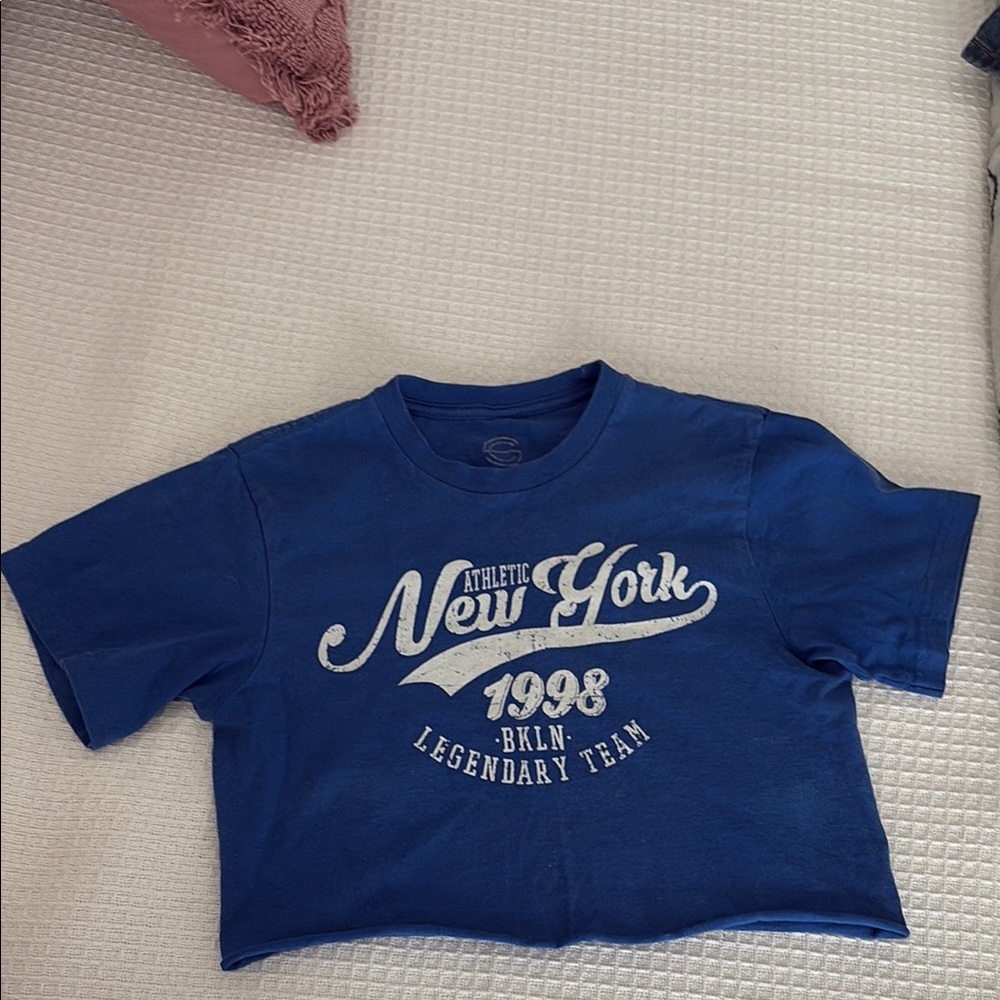 Blue Crop Top Casual Style